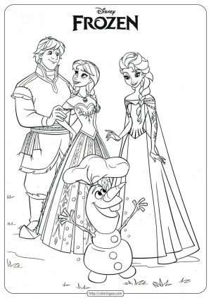 Frozen Anna Elsa Kristoff and Olaf Coloring Page