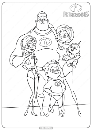 The Incredibles Family Portrait Coloring Pages