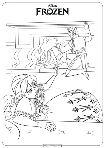 Printable Frozen Anna Hans Coloring Page