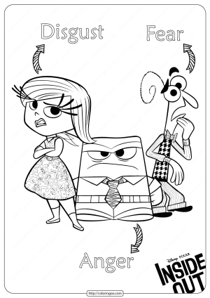 Inside Out Disgust Fear and Anger Coloring Page