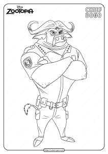 Printable Disney Zootopia Chief Bogo Coloring Page