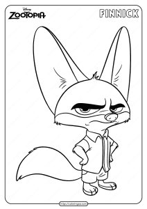 Printable Disney Zootopia Finnick Coloring Page