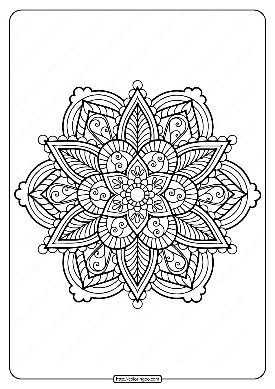 Printable Floral Mandala PDF Coloring Pages 34