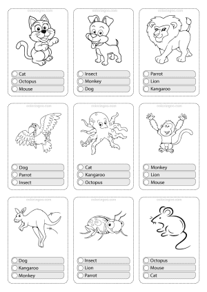 Printable Animals Multiple Choice PDF Flashcards-01