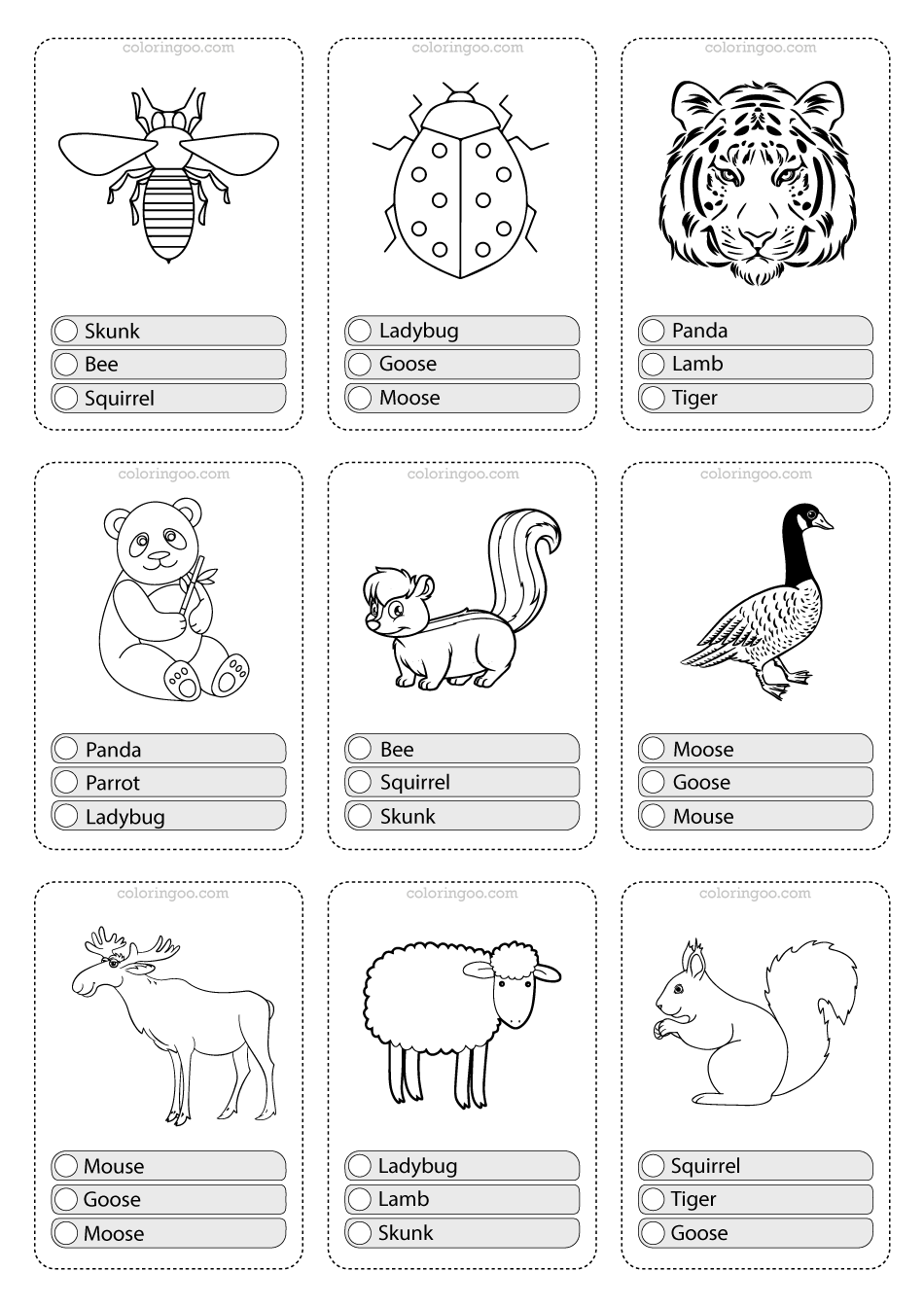 Printable Animals Multiple Choice PDF Flashcards-02