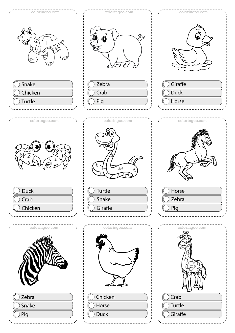 Printable Animals Multiple Choice PDF Flashcards04