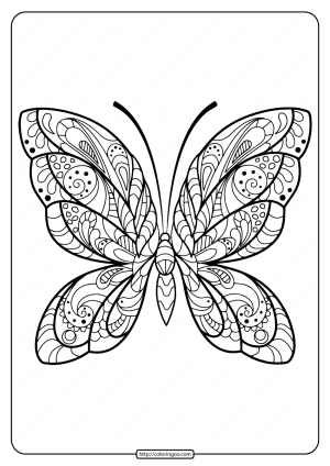 Printable Butterfly Mandala PDF Coloring Pages 38