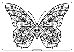 Printable Butterfly Mandala PDF Coloring Pages 39