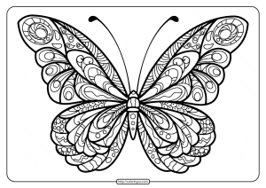 Printable Butterfly Mandala PDF Coloring Pages 41
