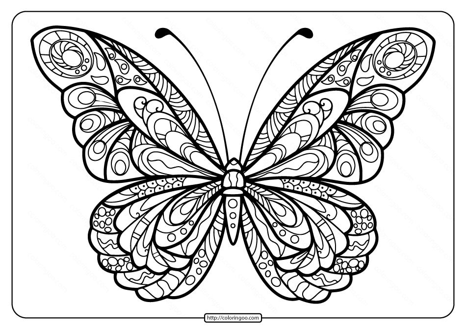 Printable Butterfly Mandala PDF Coloring Pages 41