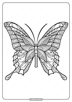 Printable Butterfly Mandala PDF Coloring Pages 42