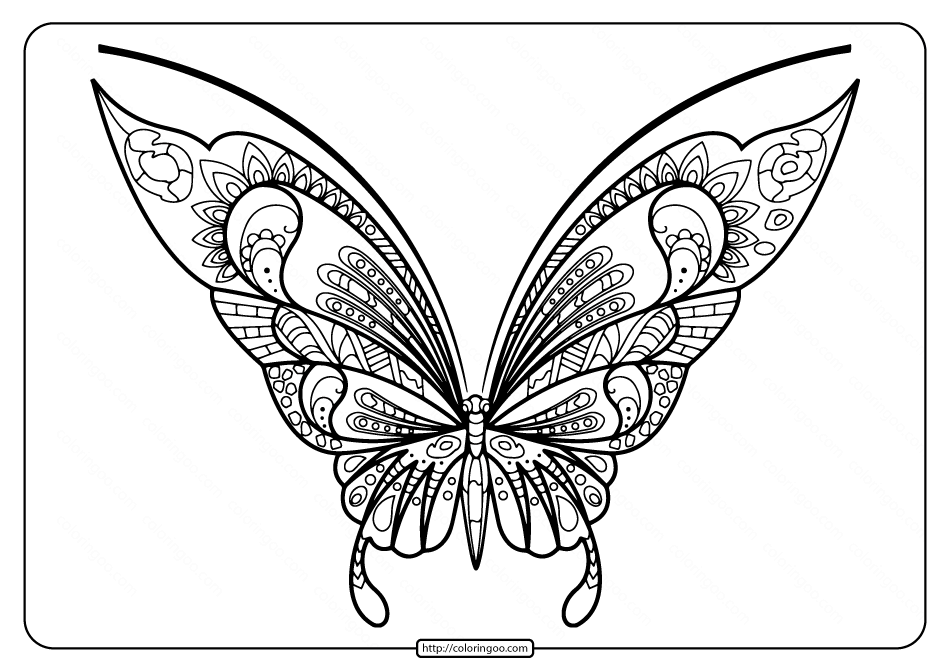 Printable Butterfly Mandala PDF Coloring Pages 43