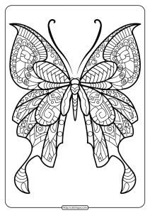 Printable Butterfly Mandala PDF Coloring Pages 44