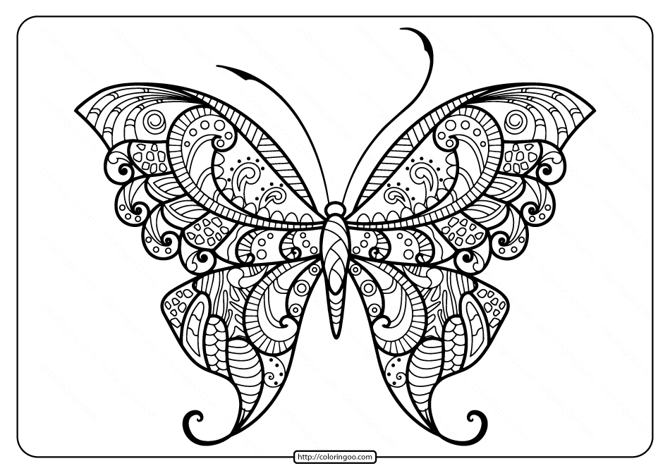 Printable Butterfly Mandala PDF Coloring Pages 47
