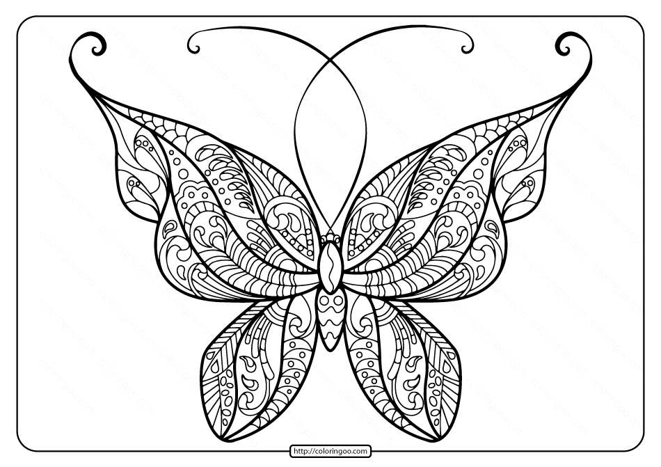 Printable Butterfly Mandala PDF Coloring Pages 49