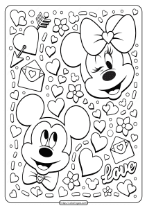 Mickey Minnie Mouse Valentine Coloring Page
