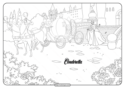 printable disney cinderella carriage coloring page