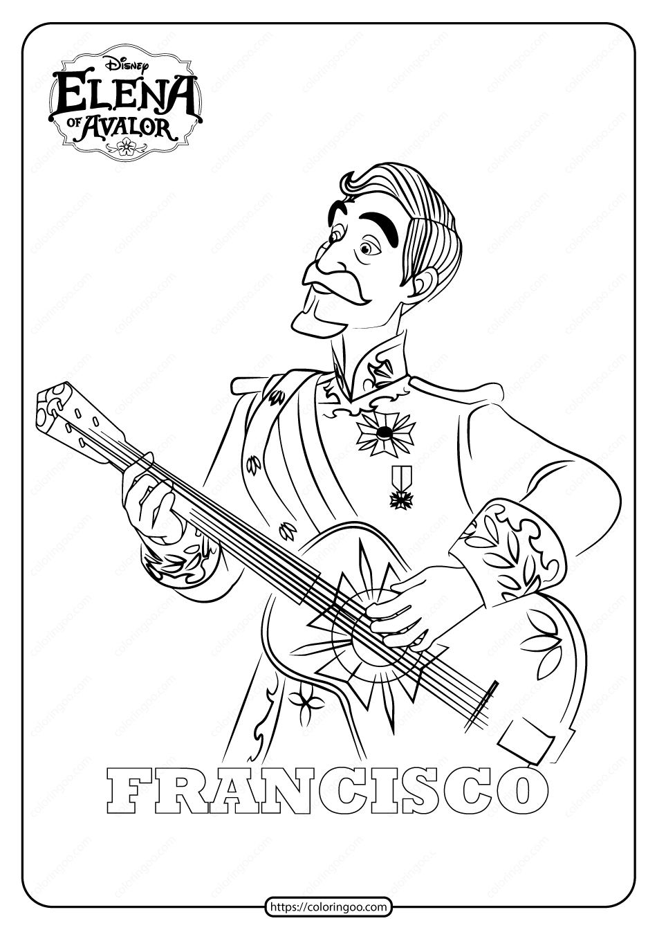 printable elena of avalor francisco coloring pages
