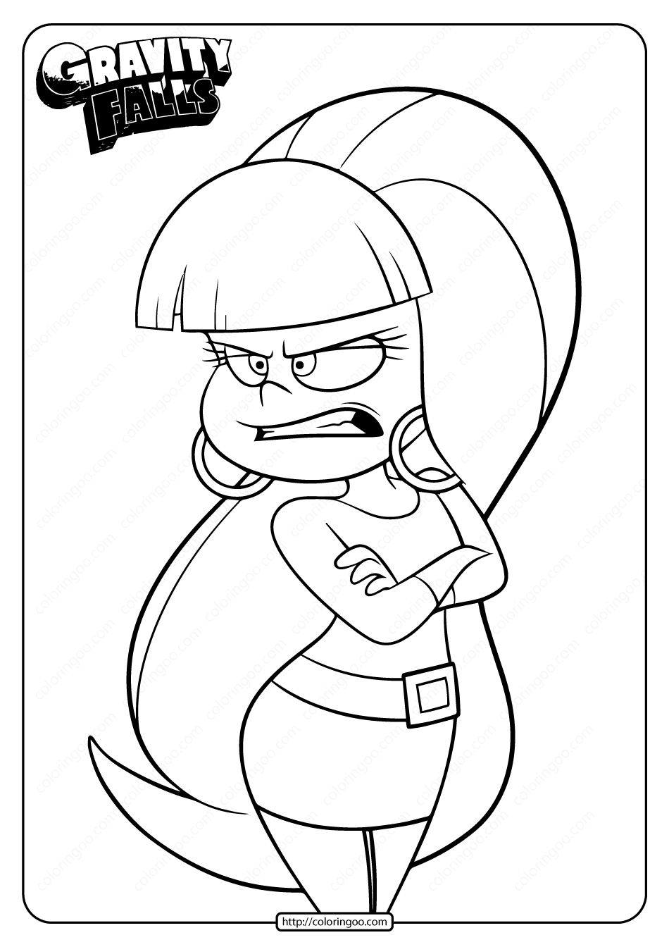 Printable Gravity Falls Angry Pasifica Coloring Page