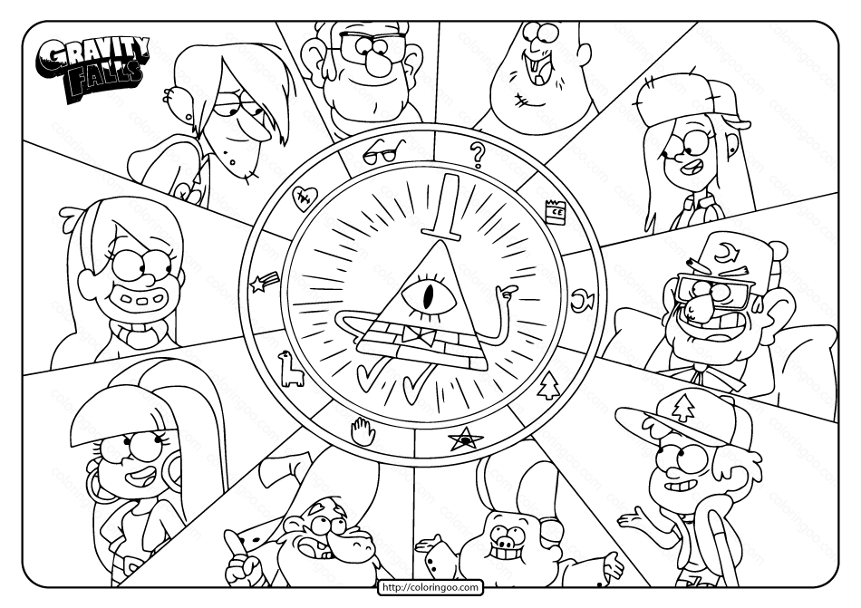 printable gravity falls characters coloring pages