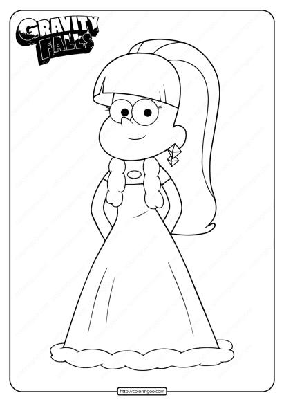 printable gravity falls cute pasifica coloring page