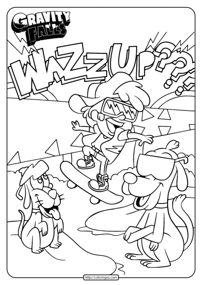 printable gravity falls dipper skateboarding coloring page