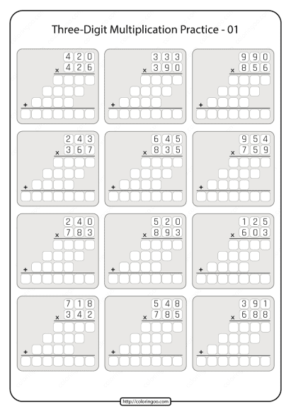 printable three digit multiplication practice 01