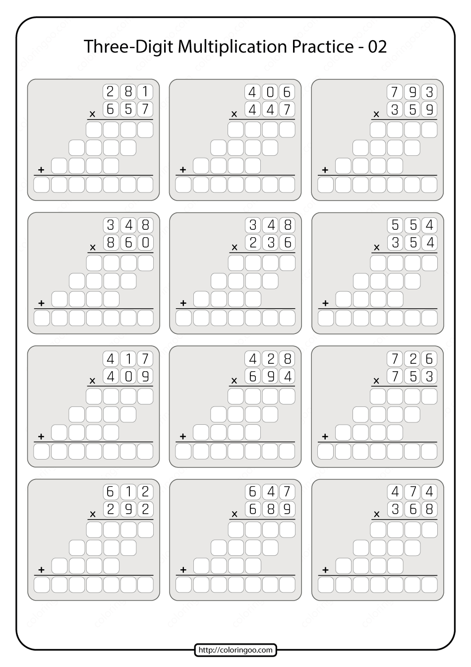 printable three digit multiplication practice 02