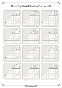 printable three digit multiplication practice worksheet 03