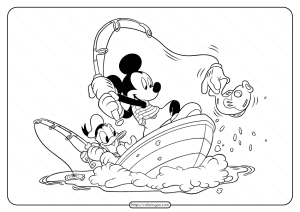 Disney Mickey and Donald Fishing Coloring Page