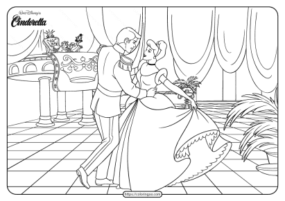 Printable Disney Cinderella Ballroom Coloring Page