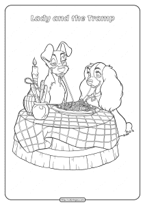 Printable Lady and the Tramp Coloring Page 01