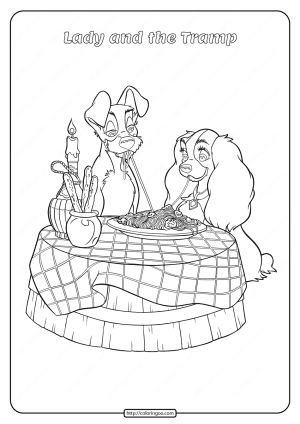 Printable Lady and the Tramp Coloring Pages 01