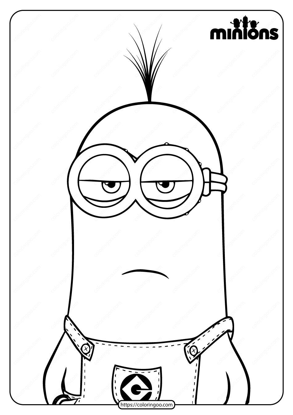 Printable Minions Kevin Pdf Coloring Page