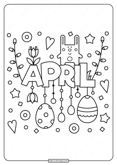 free printable april pdf coloring page