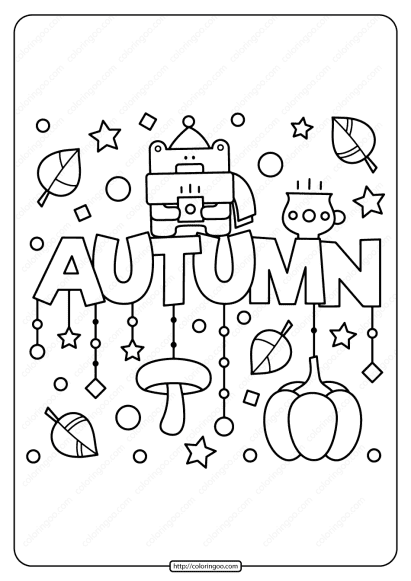 free printable autumn pdf coloring page