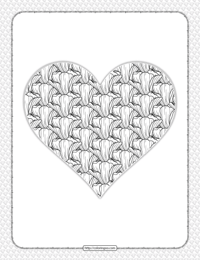 free printable heart flower coloring page 2