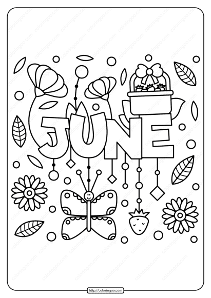 free printable june pdf coloring page