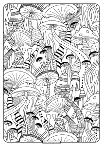 free printable mashroom adult coloring book