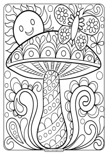 free printable mashroom mandala coloring page