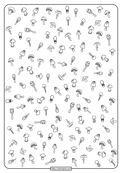 free printable mushrooms coloring page