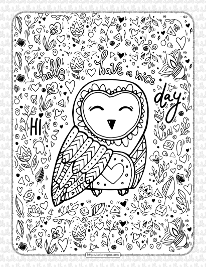 free printable owl adult pdf coloring page