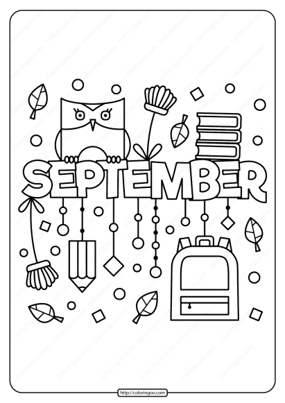 free printable september pdf coloring page