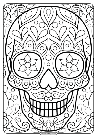 free printable sugar skull coloring page