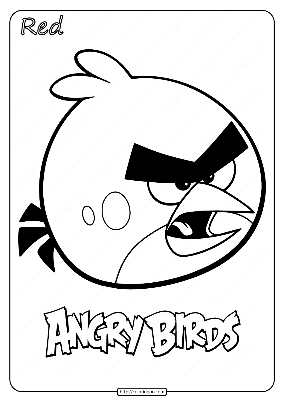 Printable Angry Birds Red Coloring Book