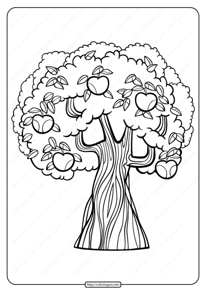 printable apple tree pdf coloring page