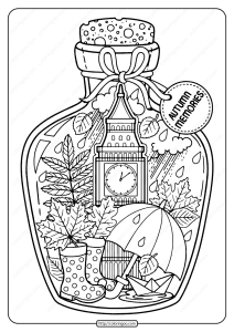 printable autumn memories pdf coloring page