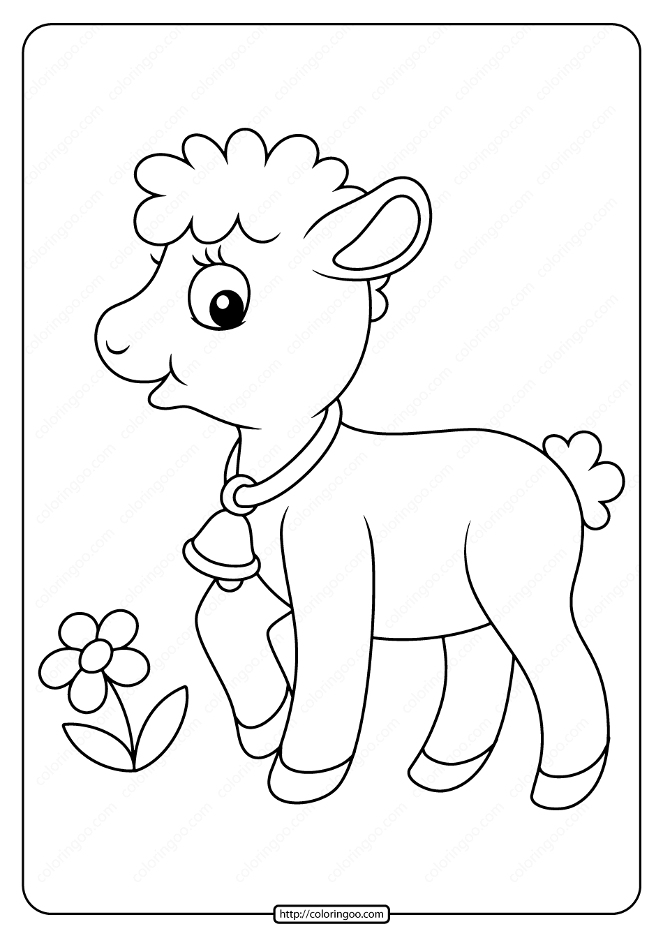 printable baby lamb pdf coloring page