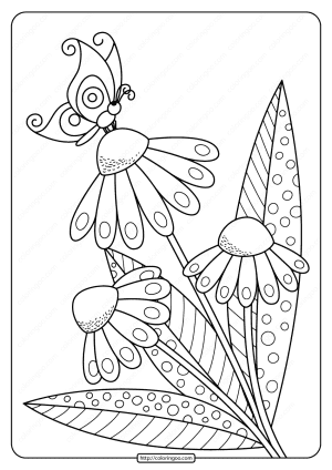 Printable Butterfly on Flower Pdf Coloring Book