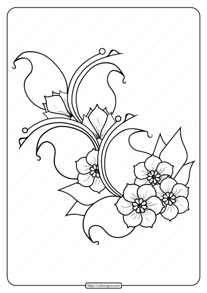 printable cherry blossoms pdf coloring page